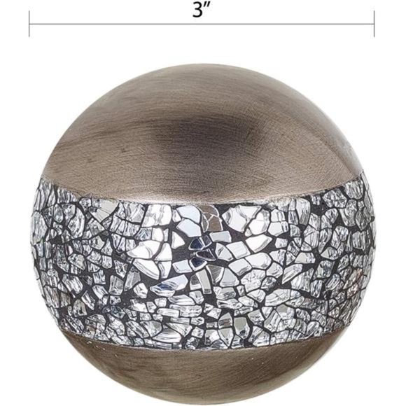 Silver Decorative Orbs for Bowls and Vases (Set of 3) Resin Sphere Balls - Picture 4 of 5